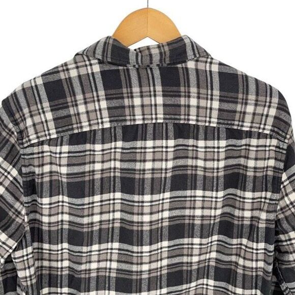 AE American Eagle Super‎ Soft Flannel Plaid Shirt Button Down Gray Size Large - Picture 5 of 9